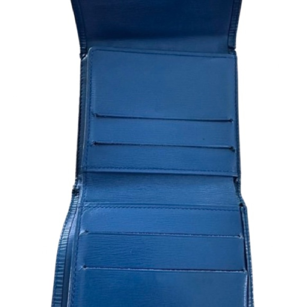 Louis Vuitton Epi Porte Feiulle Elise Leather Trifold Wallet Blue HOST PICK COA - Picture 3 of 11